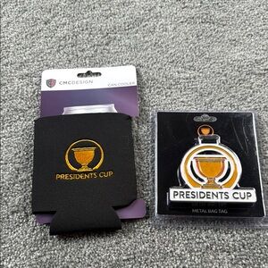 Black Can Cooler‎ and Metal Bag Tag Set